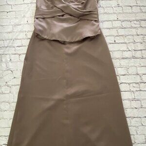 2 Piece Mori Lee Dress Size‎ 24 Taupe Formal A Line Party Bridesmaid Sp Occasion